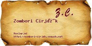 Zombori Cirjék névjegykártya